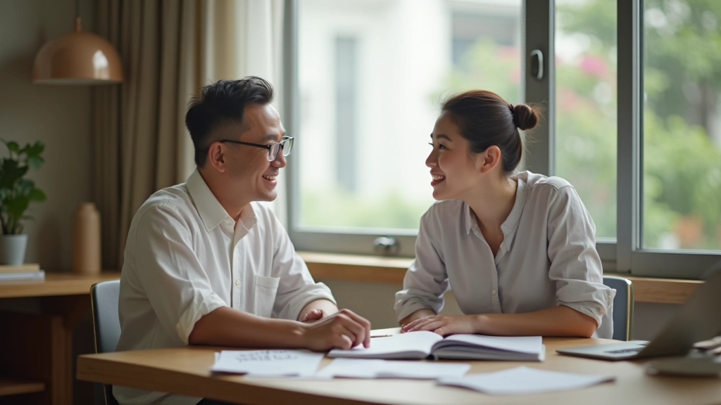 Couple discussing household expenses and financial planning together