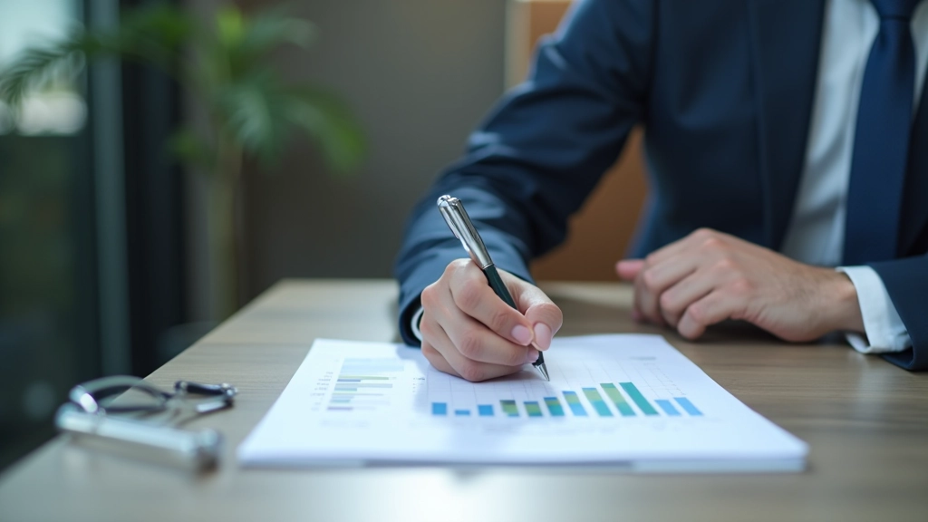 Financial planner reviewing monthly budget spreadsheet with calculator and notepad on desk