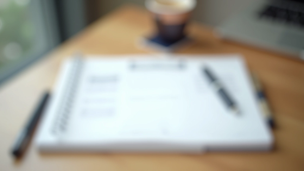 Notebook with budget allocation notes and pen on desk
