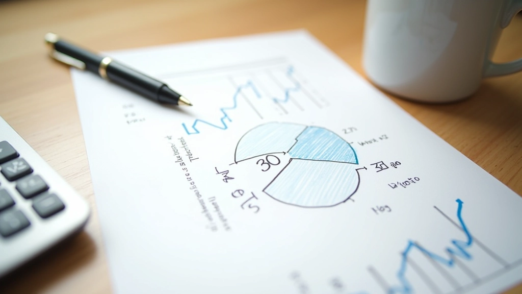 Overhead view of budget planning documents with pie chart breakdown showing 50 percent needs, 30 percent wants, 20 percent savings allocation